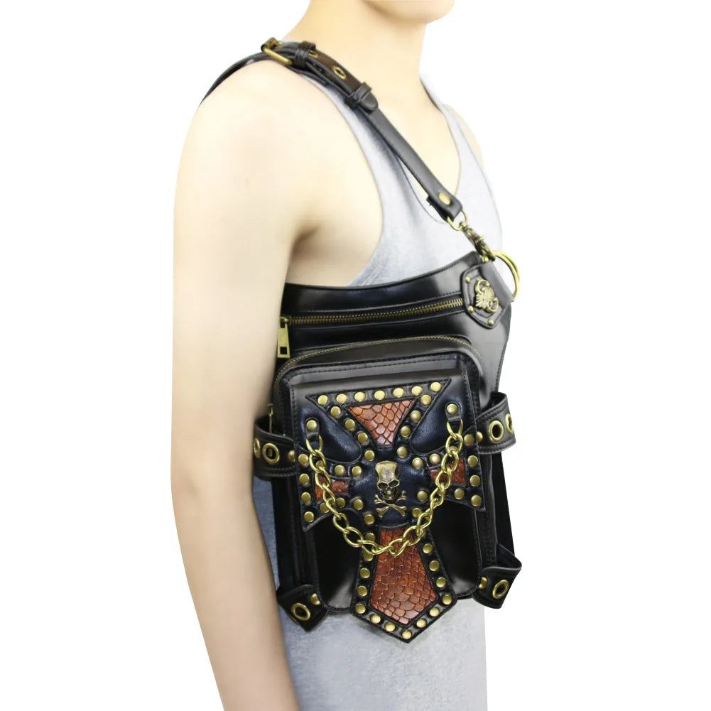 Victorian Steampunk Skull Waist Leg Bag - Unisex Motorcycle Thigh Pack for Festivals and Casual Wear