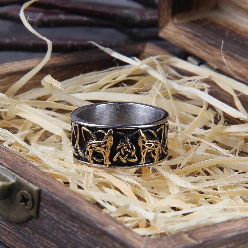 Viking Compass Ring in Stainless Steel - Trendy Hip Hop Rock Punk Jewelry for Men and Women