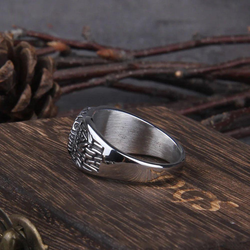 Viking Compass Ring in Stainless Steel - Trendy Hip Hop Rock Punk Jewelry for Men and Women