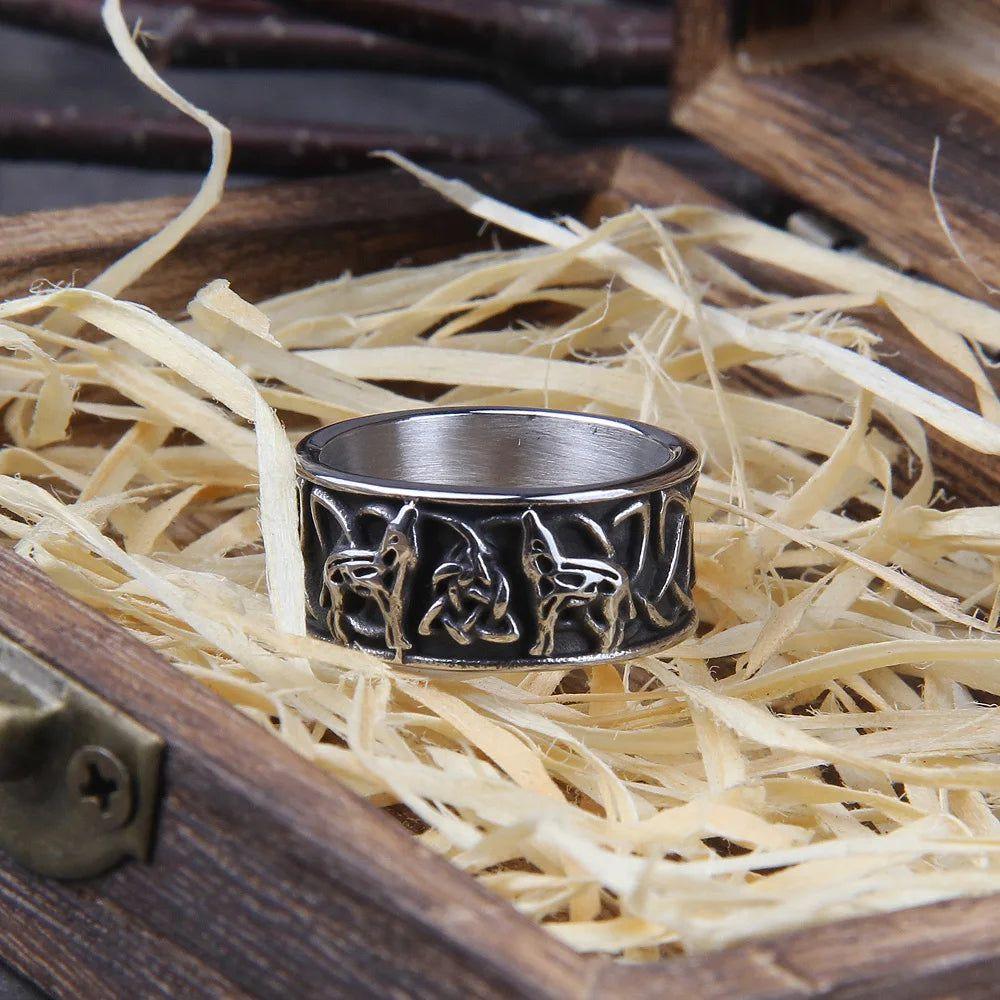 Viking Compass Ring in Stainless Steel - Trendy Hip Hop Rock Punk Jewelry for Men and Women