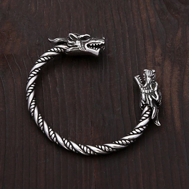 Viking Dragon Head Stainless Steel Bracelet - Unisex Punk Fashion Cuff Jewelry