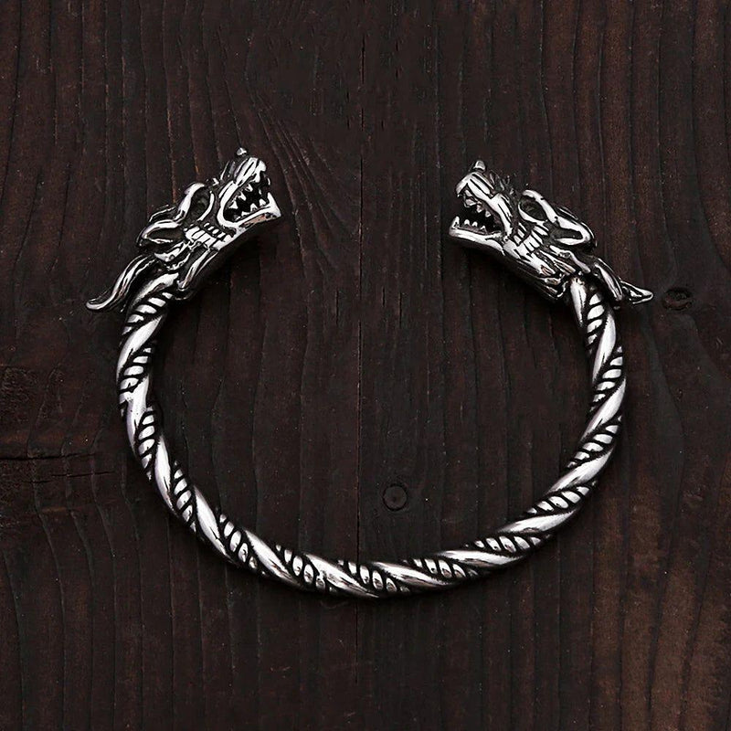 Viking Dragon Head Stainless Steel Bracelet - Unisex Punk Fashion Cuff Jewelry