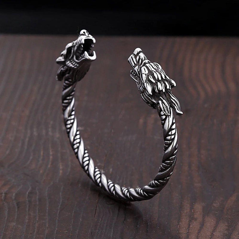 Viking Dragon Head Stainless Steel Bracelet - Unisex Punk Fashion Cuff Jewelry