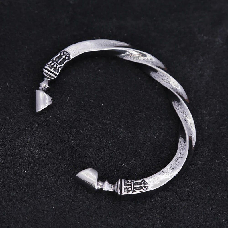 Viking-Inspired Adjustable Stainless Steel Cuff Bangles for Men - Silver War Horse Hoof Bracelet Amulet Jewelry