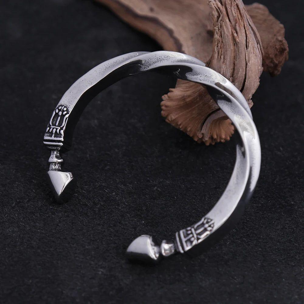 Viking-Inspired Adjustable Stainless Steel Cuff Bangles for Men - Silver War Horse Hoof Bracelet Amulet Jewelry