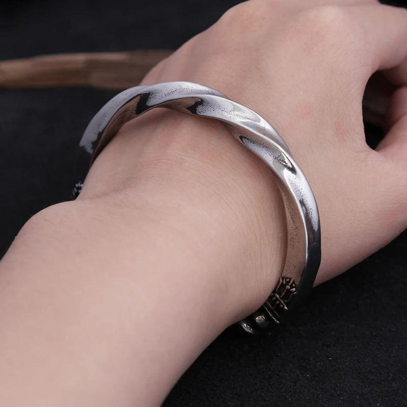 Viking-Inspired Adjustable Stainless Steel Cuff Bangles for Men - Silver War Horse Hoof Bracelet Amulet Jewelry