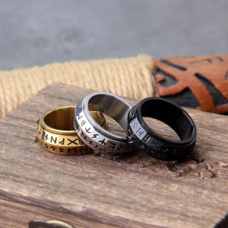 Viking-Inspired Spinner Ring for Men - High-Quality Titanium Stainless Steel Punk Jewelry