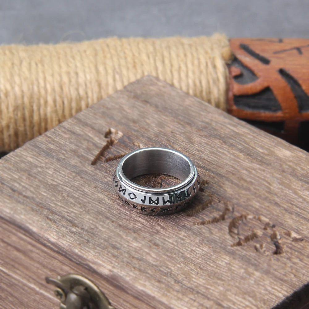 Viking-Inspired Spinner Ring for Men - High-Quality Titanium Stainless Steel Punk Jewelry