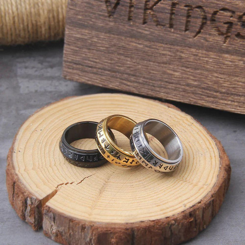 Viking-Inspired Spinner Ring for Men - High-Quality Titanium Stainless Steel Punk Jewelry