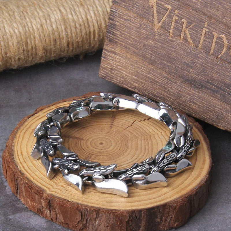 Viking Ouroboros Men's Vintage Punk Stainless Steel Bracelet - Hip-Hop Street Culture Fashion Jewelry