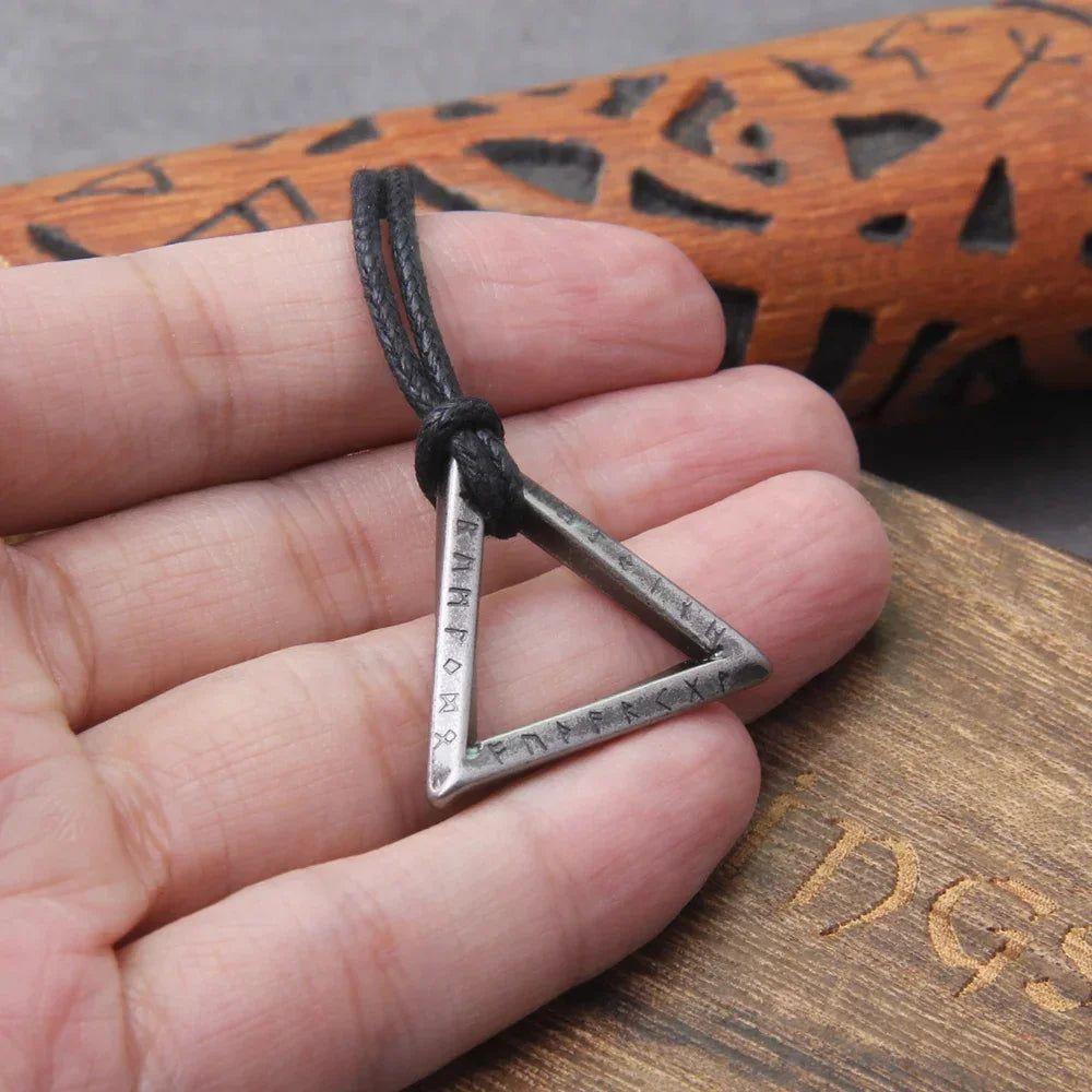 Viking Rune Inspired Stainless Steel Pendant Necklace for Men - Vintage Concentric Ring Design