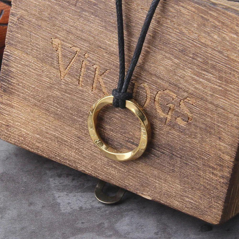 Viking Rune Inspired Stainless Steel Pendant Necklace for Men - Vintage Concentric Ring Design