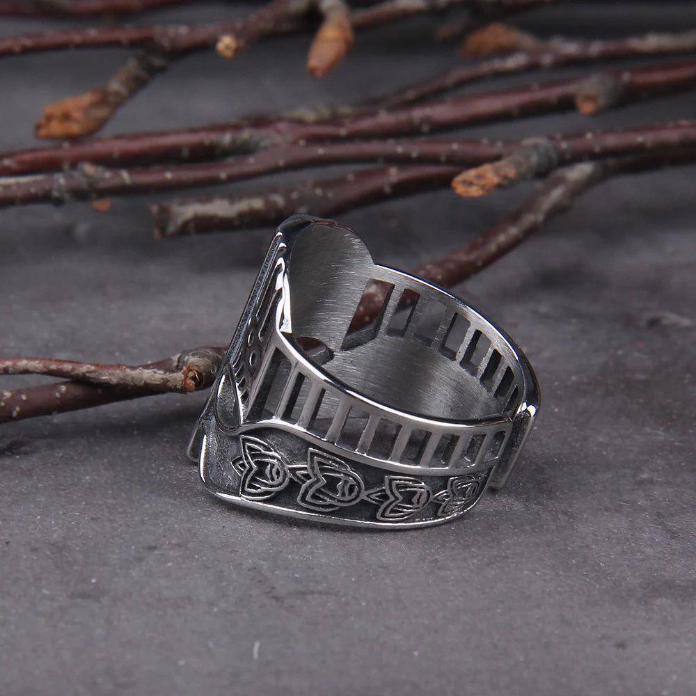 Viking Warrior Helmet Stainless Steel Adjustable Rings for Men - Never Fade Nordic Jewelry