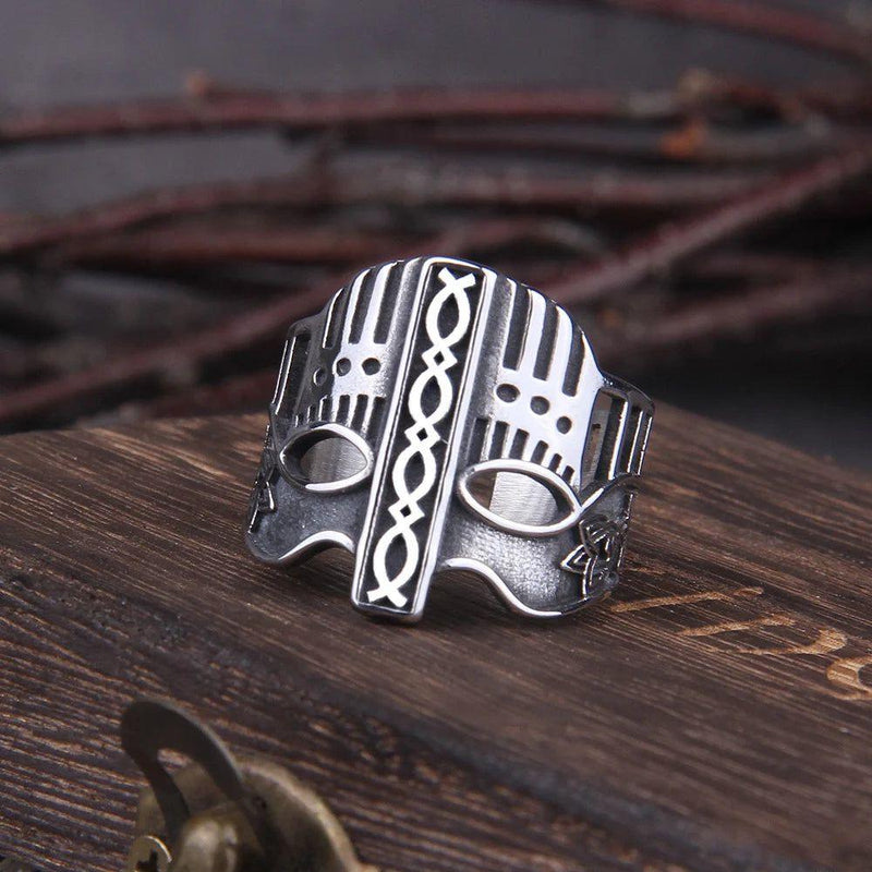 Viking Warrior Helmet Stainless Steel Adjustable Rings for Men - Never Fade Nordic Jewelry