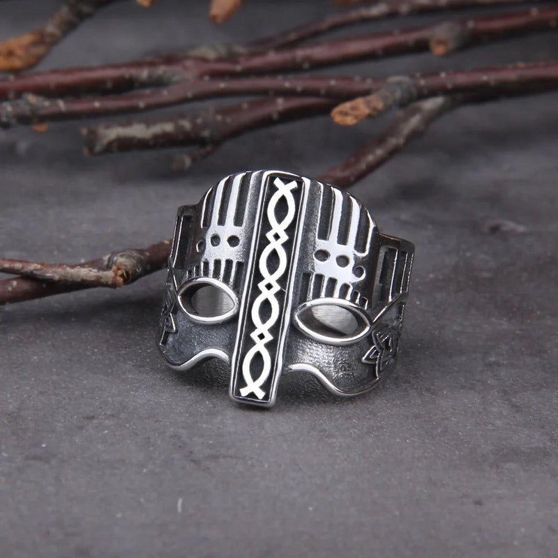 Viking Warrior Helmet Stainless Steel Adjustable Rings for Men - Never Fade Nordic Jewelry