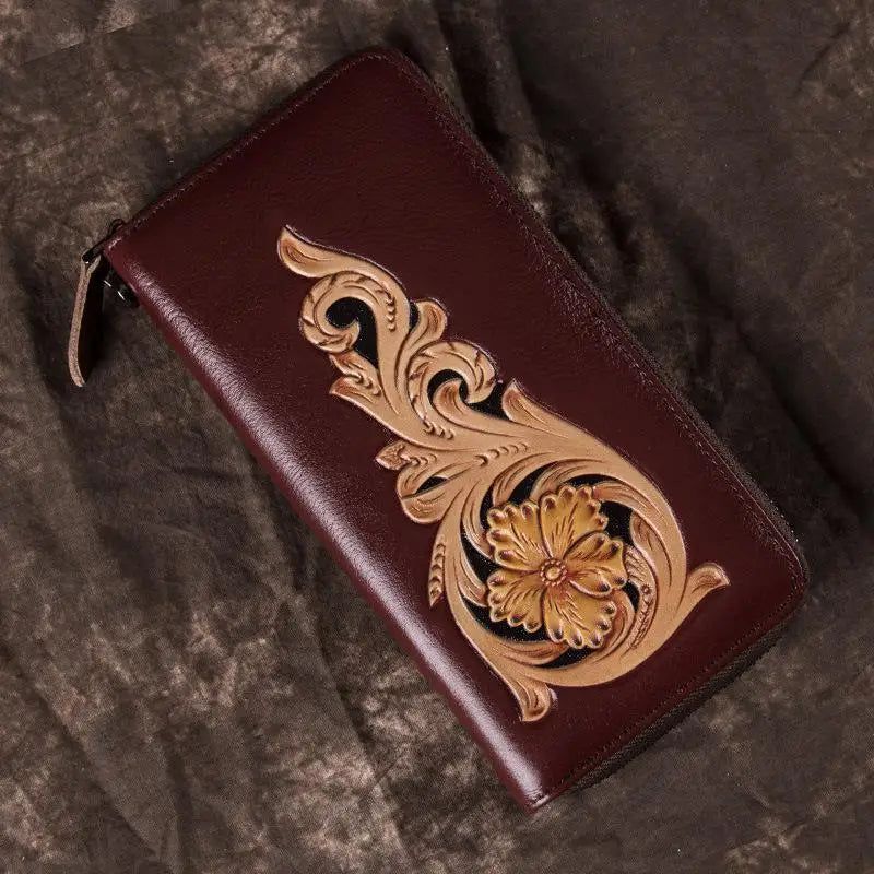 Vintage Chic Genuine Leather Women's Clutch Wallet with Phone Compartment