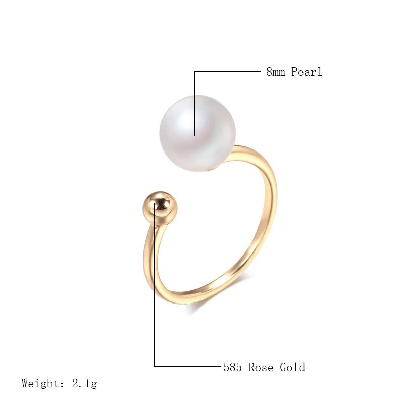 Vintage Elegance: 585 Rose Gold Hot Pearl Fashion Ring