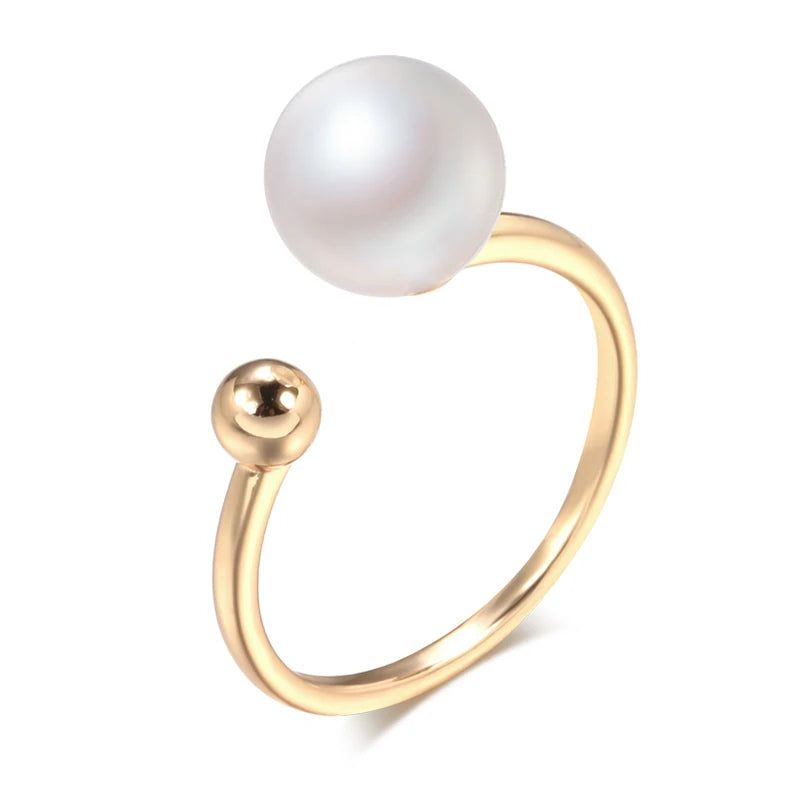 Vintage Elegance: 585 Rose Gold Hot Pearl Fashion Ring