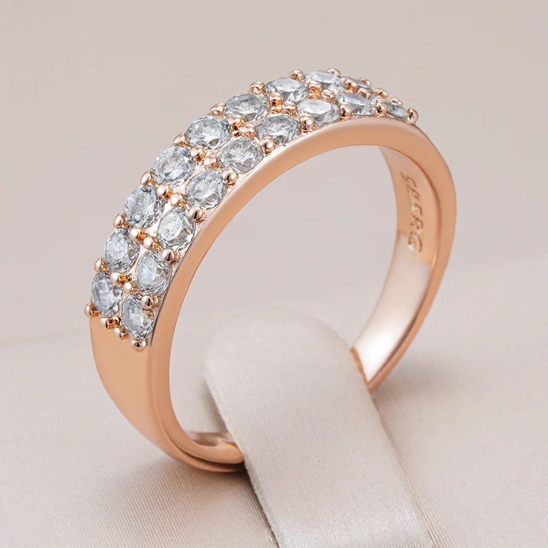 Vintage Elegance 585 Rose Gold Natural Zircon Cocktail Ring