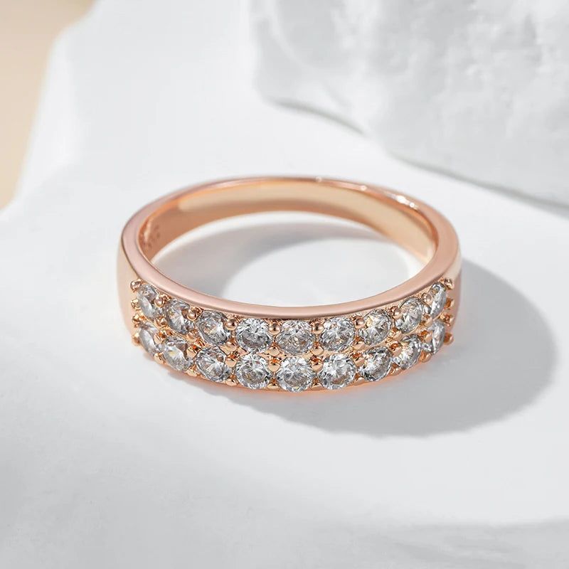 Vintage Elegance 585 Rose Gold Natural Zircon Cocktail Ring