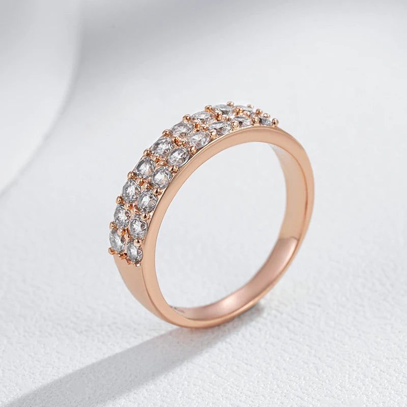 Vintage Elegance 585 Rose Gold Natural Zircon Cocktail Ring