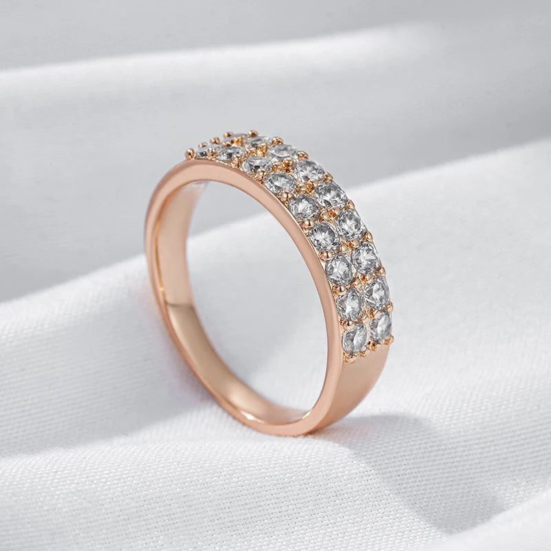 Vintage Elegance 585 Rose Gold Natural Zircon Cocktail Ring