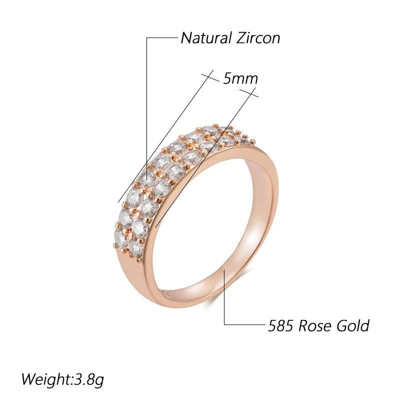 Vintage Elegance 585 Rose Gold Natural Zircon Cocktail Ring