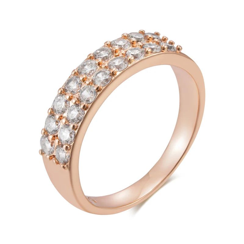 Vintage Elegance 585 Rose Gold Natural Zircon Cocktail Ring