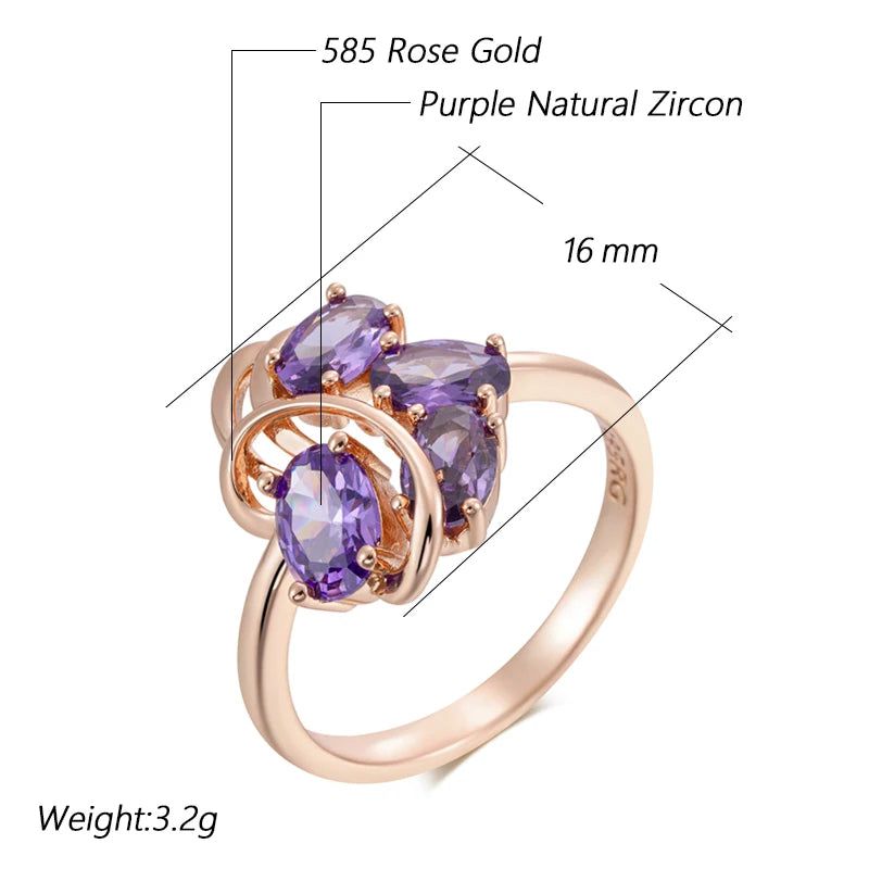 Vintage Elegance 585 Rose Gold Ring with Shimmering Purple Natural Zircon