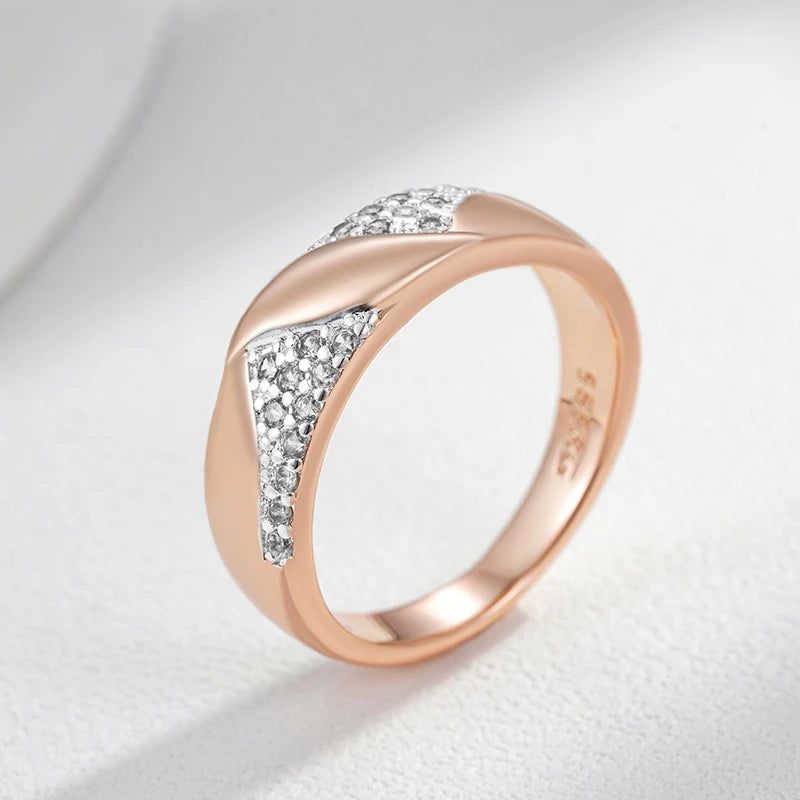 Vintage Elegance: Hot Shiny Natural Zircon 585 Rose Gold & Silver Cocktail Ring