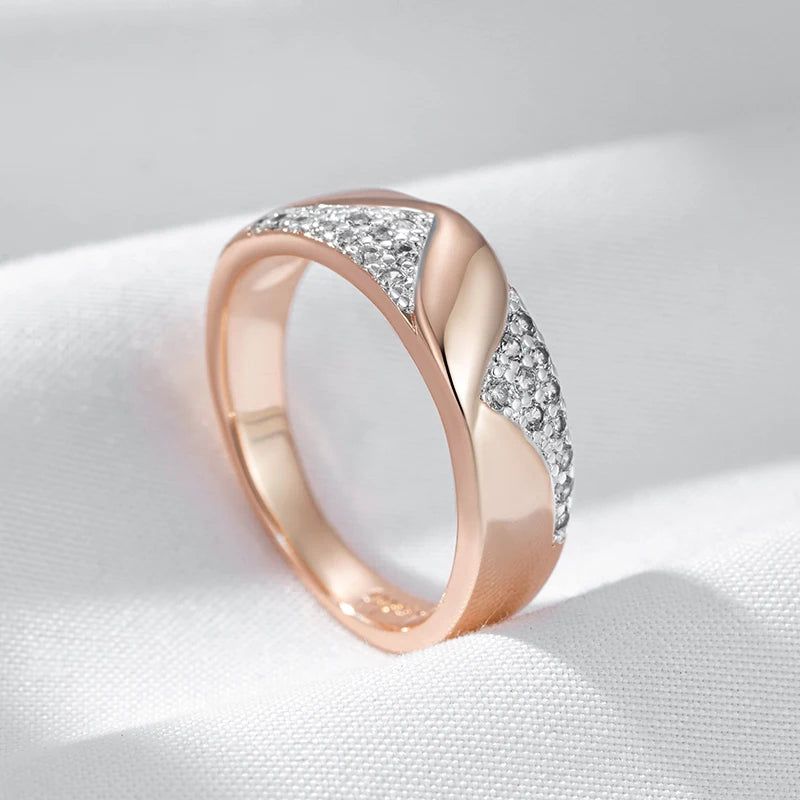 Vintage Elegance: Hot Shiny Natural Zircon 585 Rose Gold & Silver Cocktail Ring