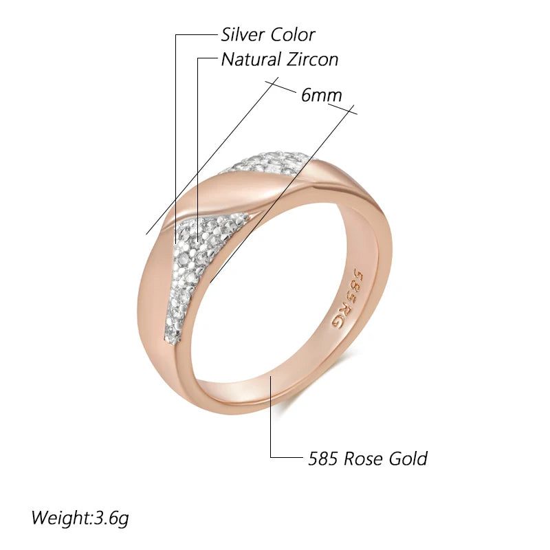 Vintage Elegance: Hot Shiny Natural Zircon 585 Rose Gold & Silver Cocktail Ring