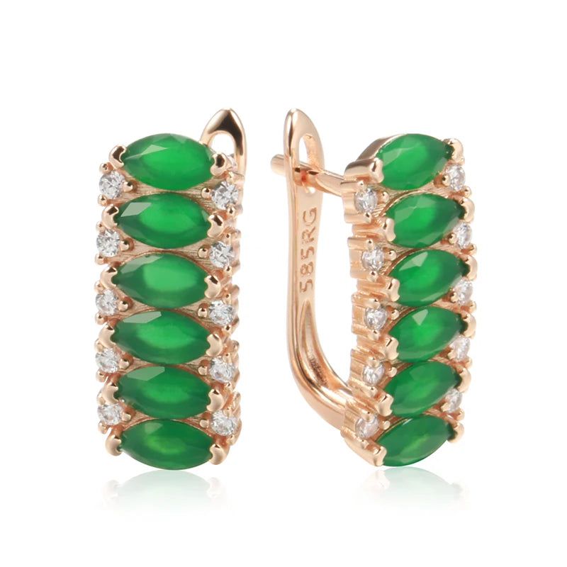 Vintage Elegance: New Green Natural Zircon Square Stud Earrings in Rose Gold