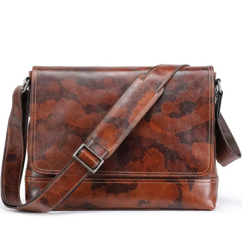 Vintage Genuine Leather Men’s Messenger Bag - Soft Cowhide Shoulder & Crossbody Satchel