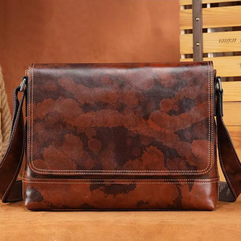 Vintage Genuine Leather Men’s Messenger Bag - Soft Cowhide Shoulder & Crossbody Satchel