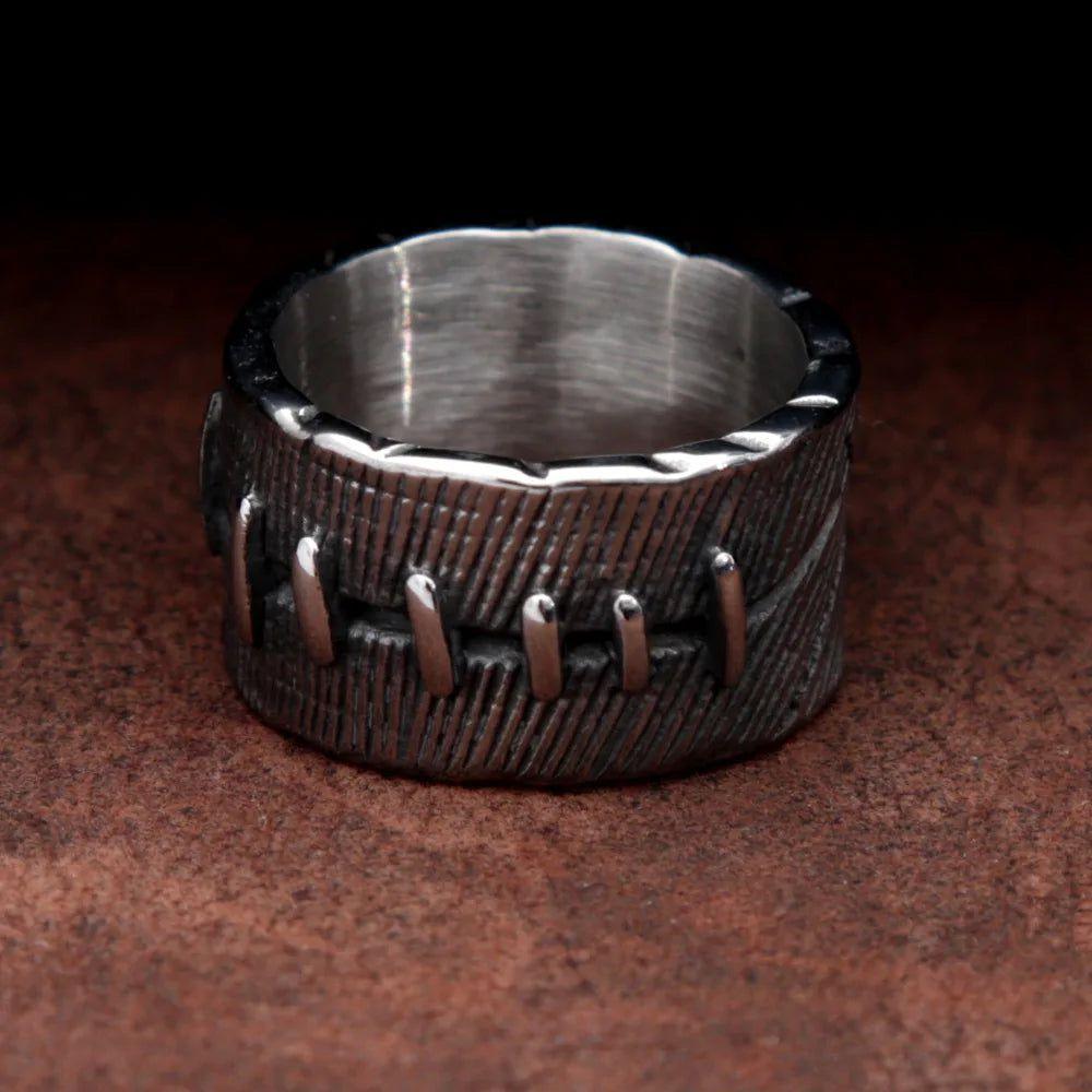 Vintage Gothic Punk Biker Ring - Creative Chimeric Suture Stainless Steel Jewelry for Men and Women, Sizes 7 to 15