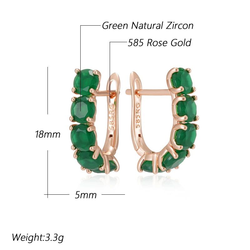 Vintage Green Zircon Stud Earrings in 585 Rose Gold - New 2024 Collection