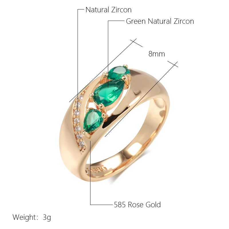 Vintage-Inspired 585 Rose Gold Cocktail Ring with Unique Green Natural Zircon