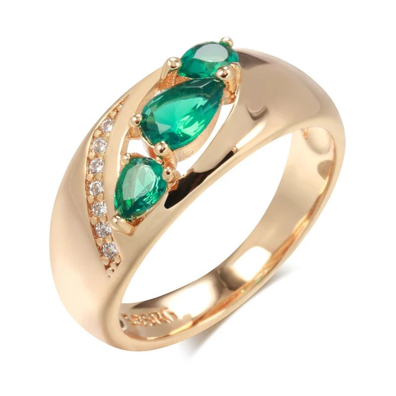 Vintage-Inspired 585 Rose Gold Cocktail Ring with Unique Green Natural Zircon