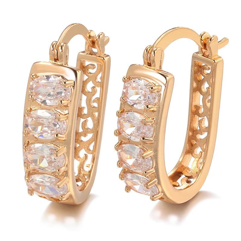 Vintage-Inspired 585 Rose Gold Dangle Earrings with Natural Zircon - Elegant and Timeless Jewelry