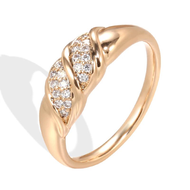 Vintage-Inspired 585 Rose Gold Geometric Cocktail Ring with Natural Zircon