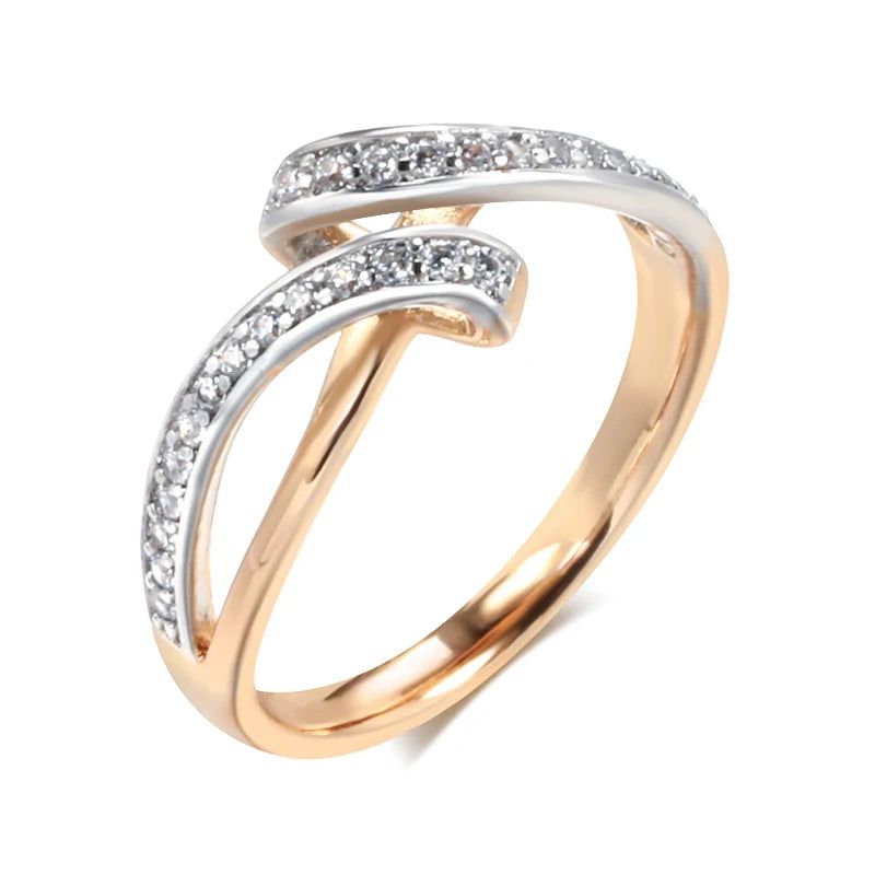 Vintage-Inspired 585 Rose Gold Geometric Ring with Natural Zircon and Micro-Wax Inlay