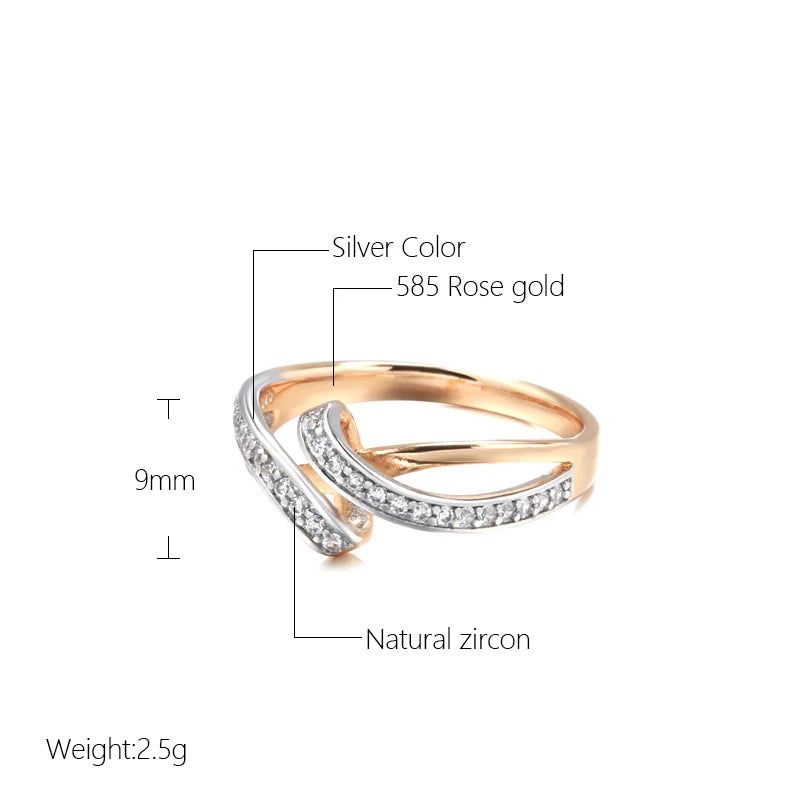 Vintage-Inspired 585 Rose Gold Geometric Ring with Natural Zircon and Micro-Wax Inlay