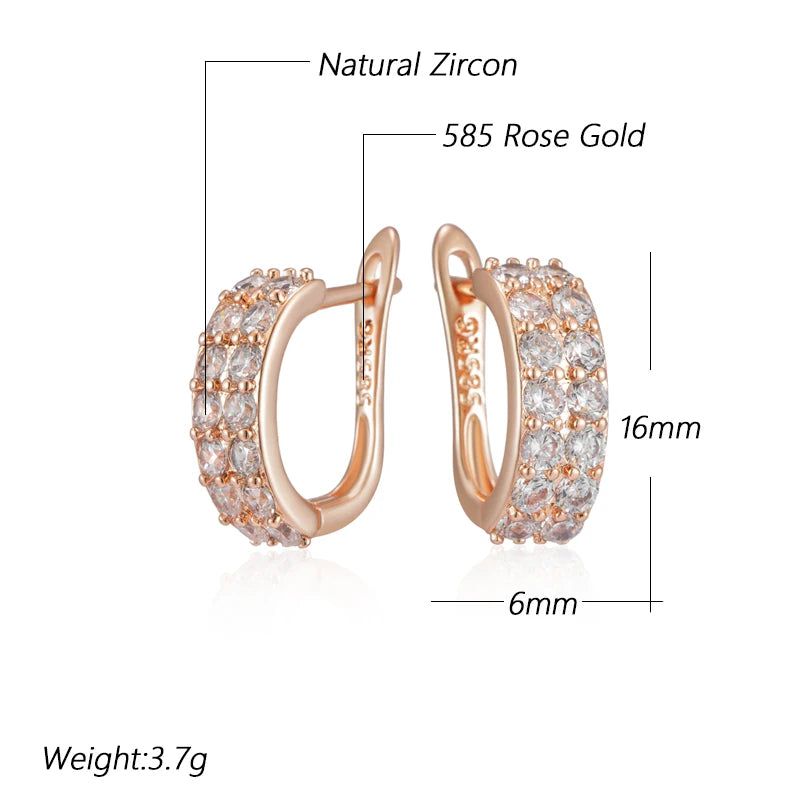 Vintage-Inspired 585 Rose Gold Natural Zircon Geometric Drop Earrings