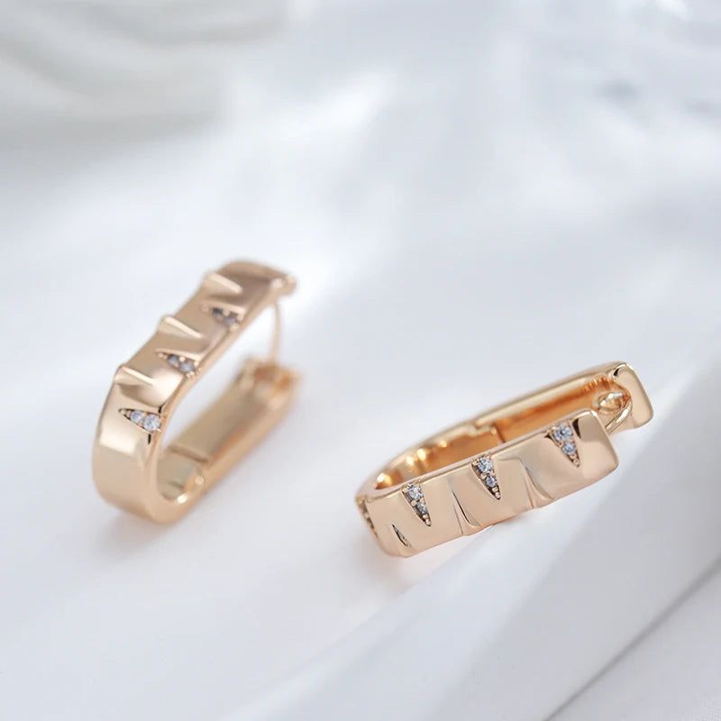 Vintage-Inspired 585 Rose Gold Plated Hoop Earrings with Natural Zircon