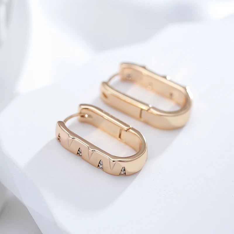 Vintage-Inspired 585 Rose Gold Plated Hoop Earrings with Natural Zircon