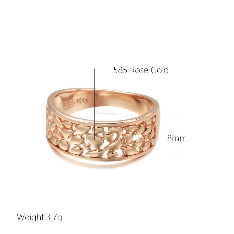 Vintage-Inspired 585 Rose Gold Ring with Unique Glossy Hollow Design