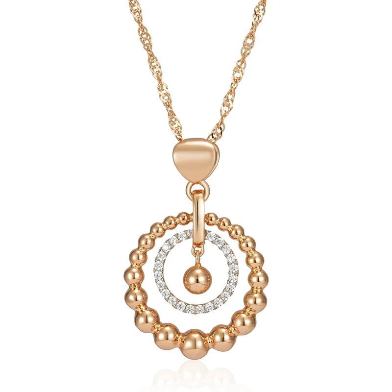 Vintage-Inspired 585 Rose Gold & Silver Natural Zircon Pendant Necklace