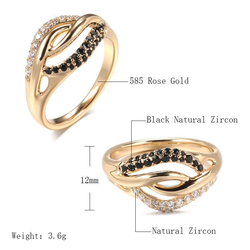 Vintage-Inspired Black Zircon Cross Ring in 585 Rose Gold Fashion Jewelry