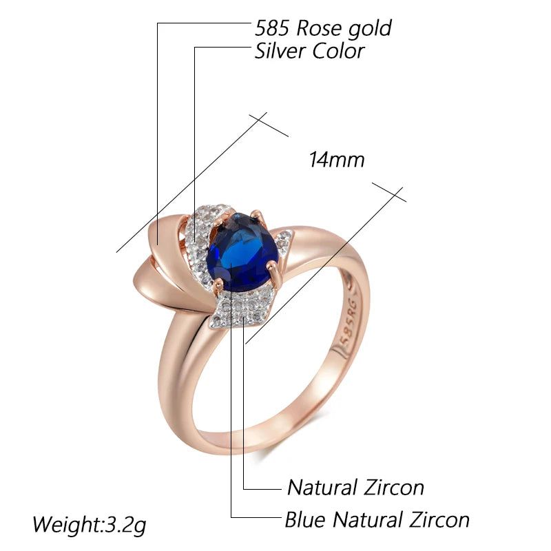 Vintage-Inspired Blue Zircon Cocktail Ring in 585 Rose Gold and Silver Mix